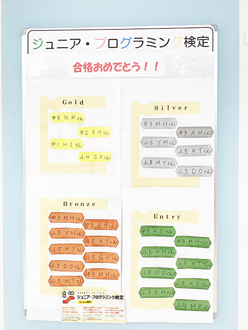 ジュニアプログラミング検定合格者のみなさん