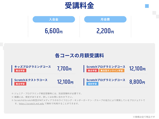 スタープログラミングスクール 受講料金