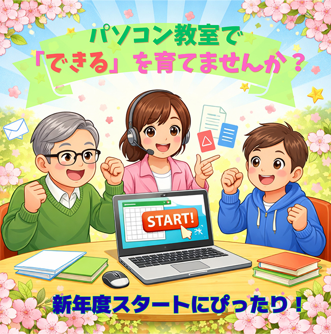 新年度スタートにぴったり！パソコン教室で「できる」を育てませんか？