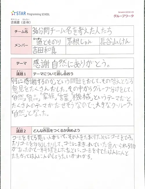 自然に感謝の企画書